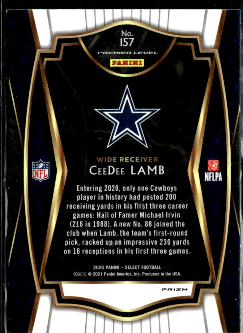 CeeDee Lamb 2020 Select Premier Silver Prizm Rookie RC Dallas Cowboys