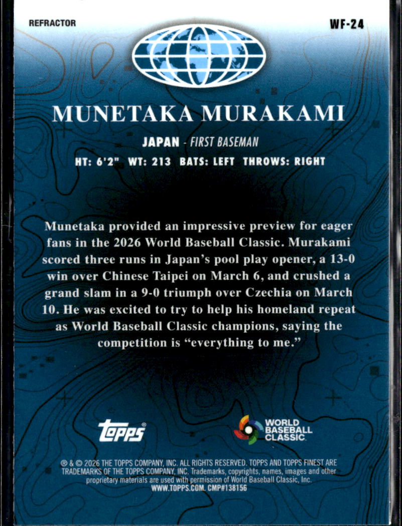 Munetaka Murakami 2026 Topps Finest World's Finest Refractor RC White Sox Japan