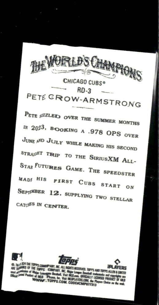 Pete Crow-Armstrong 2024 Topps Allen & Ginter Mini Rookie RC #RD3 Chicago Cubs