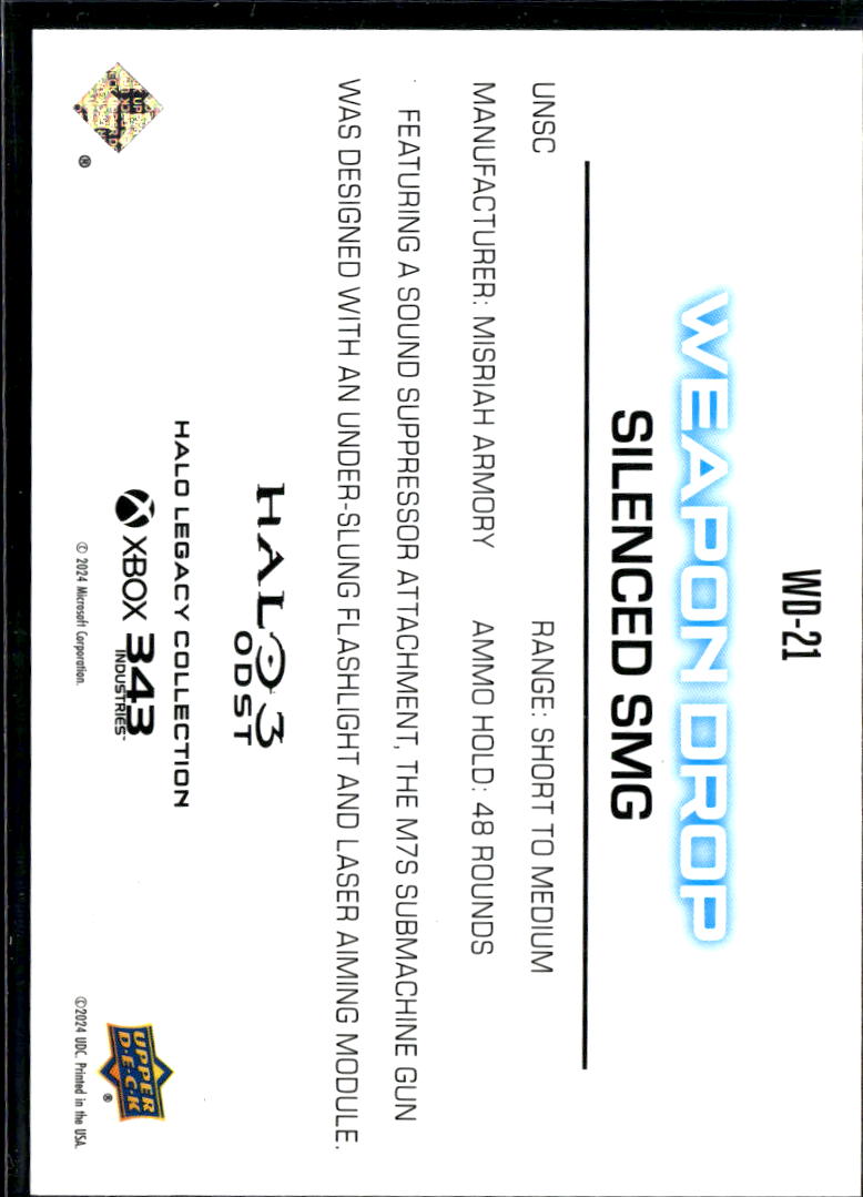 Silenced SMG 2024 Upper Deck Halo Legacy Collection Insert Weapon Drop #WD-21