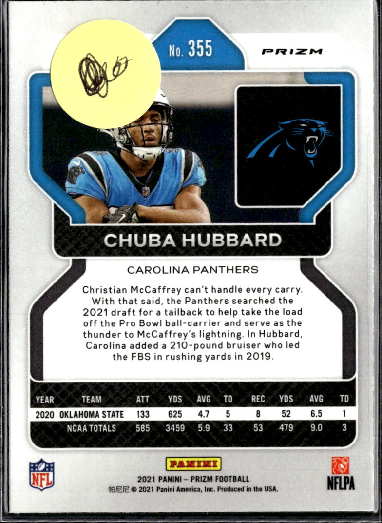 Chuba Hubbard 2021 Prizm Orange Lazer Rookie RC OSU Carolina Panthers