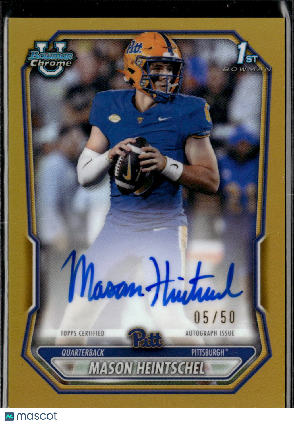 Mason Heintschel 2026 Bowman Chrome 1st Auto Autograph GOLD 5/50 Pittsburgh
