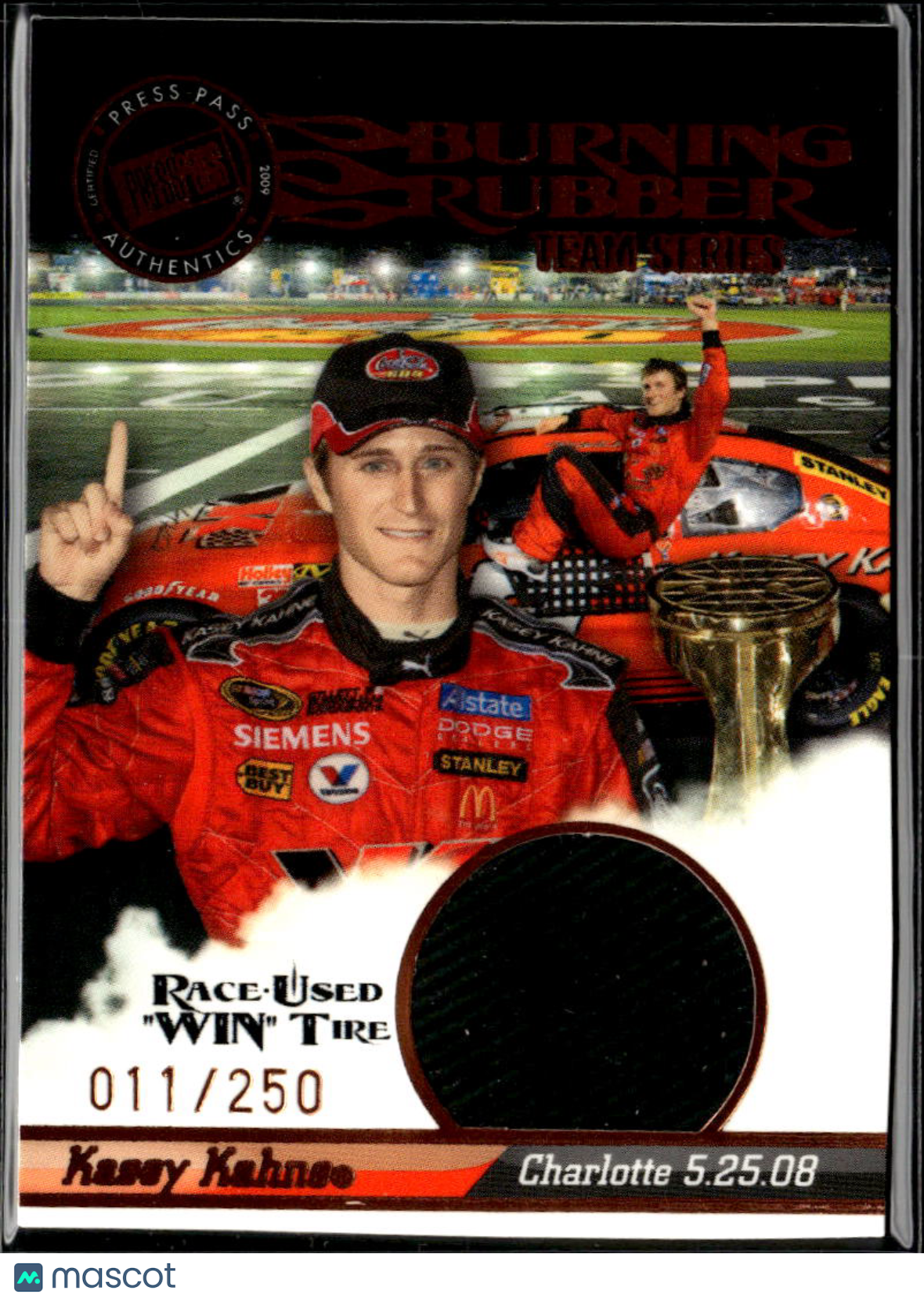 Kasey Kahne 2008 Press Pass Burning Rubber Race-Used WIN Tire /250 Gillett