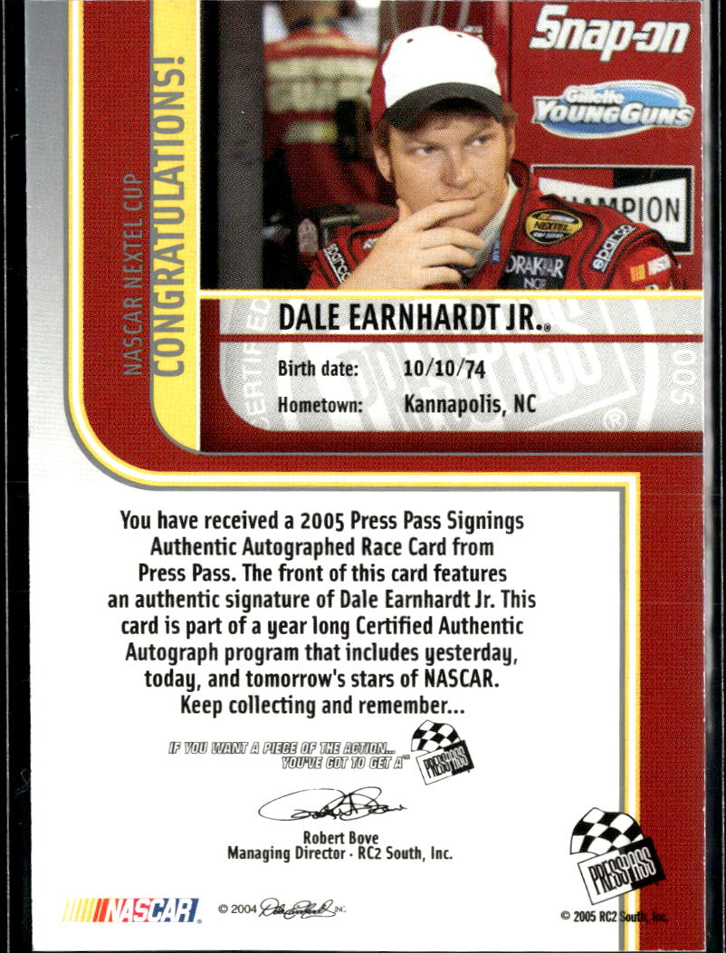Dale Earnhardt Jr. 2005 Press Pass Signings Auto Autograph NASCAR