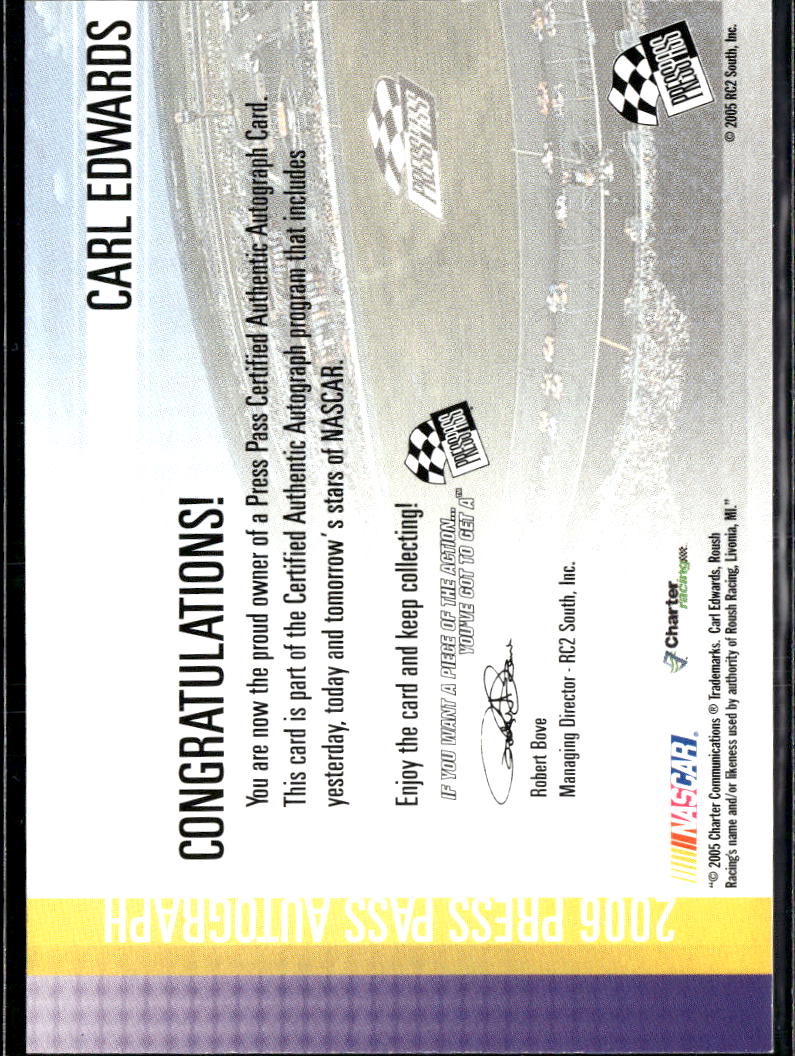 Carl Edwards 2005 Press Pass Auto Autograph Roush Racing