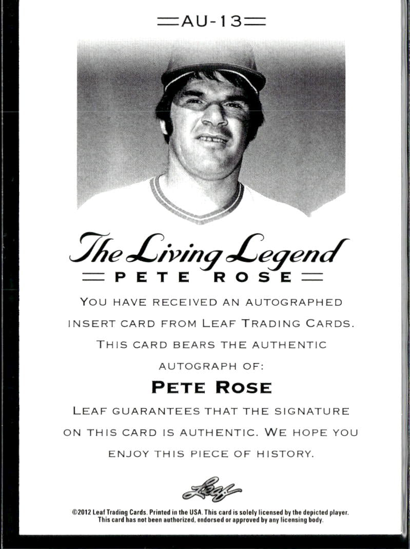 Pete Rose 2012 Leaf The Living Legend Auto Autograph Cincinnati Reds