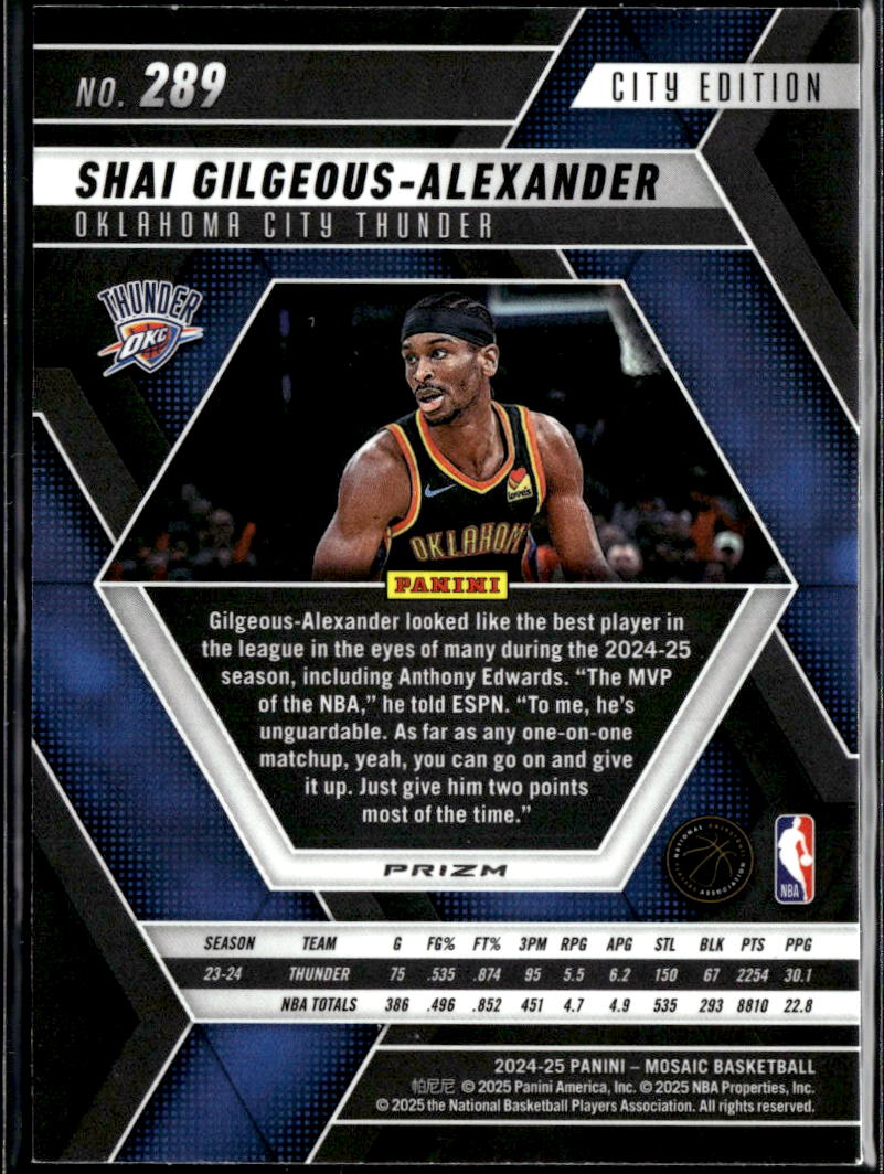 Shai Gilgeous-Alexander 2024-25 Mosaic HoneyComb SSP Oklahoma City Thunder