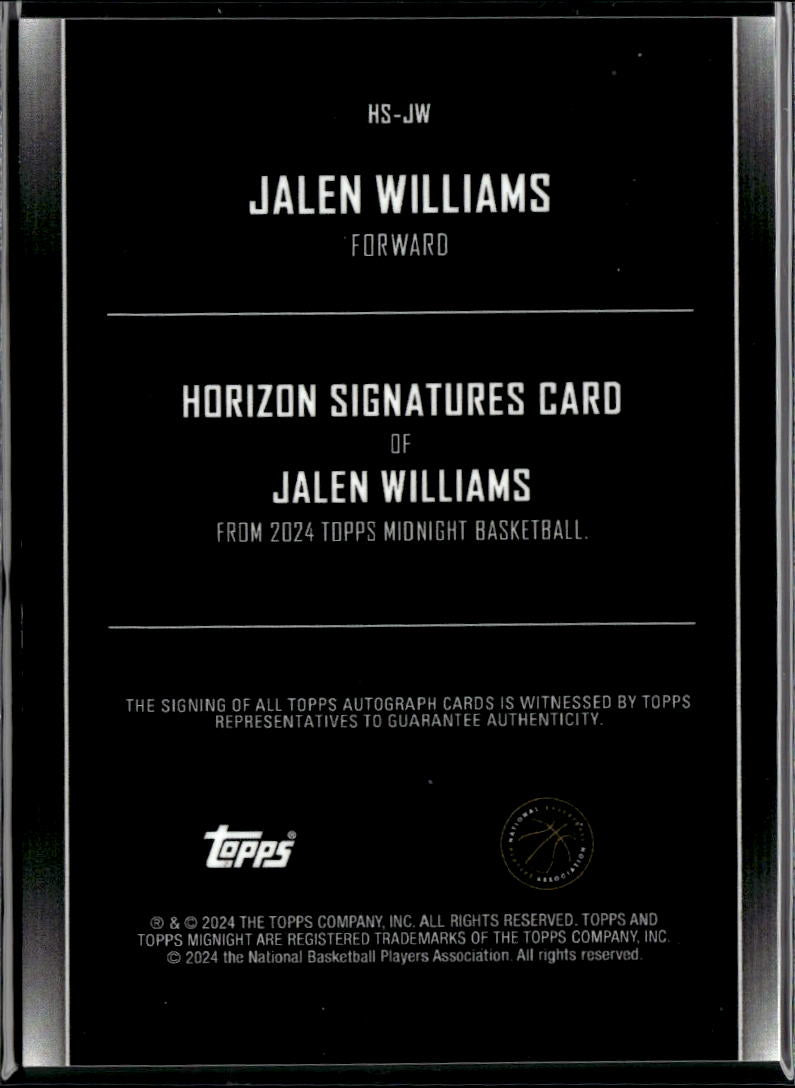 Jalen Williams 2024 Topps Midnight Auto Autograph Oklahoma City Thunder