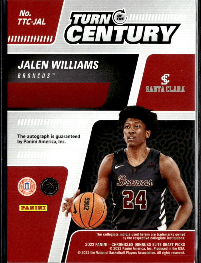 Jalen Williams 2022 Elite Draft Picks Auto Autograph RC OKC Thunder Santa Clara