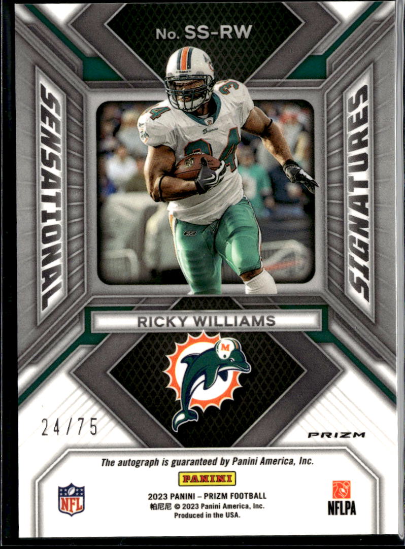 Ricky Williams 2023 Prizm Auto Autograph Green Scope 24/75 Miami Dolphins