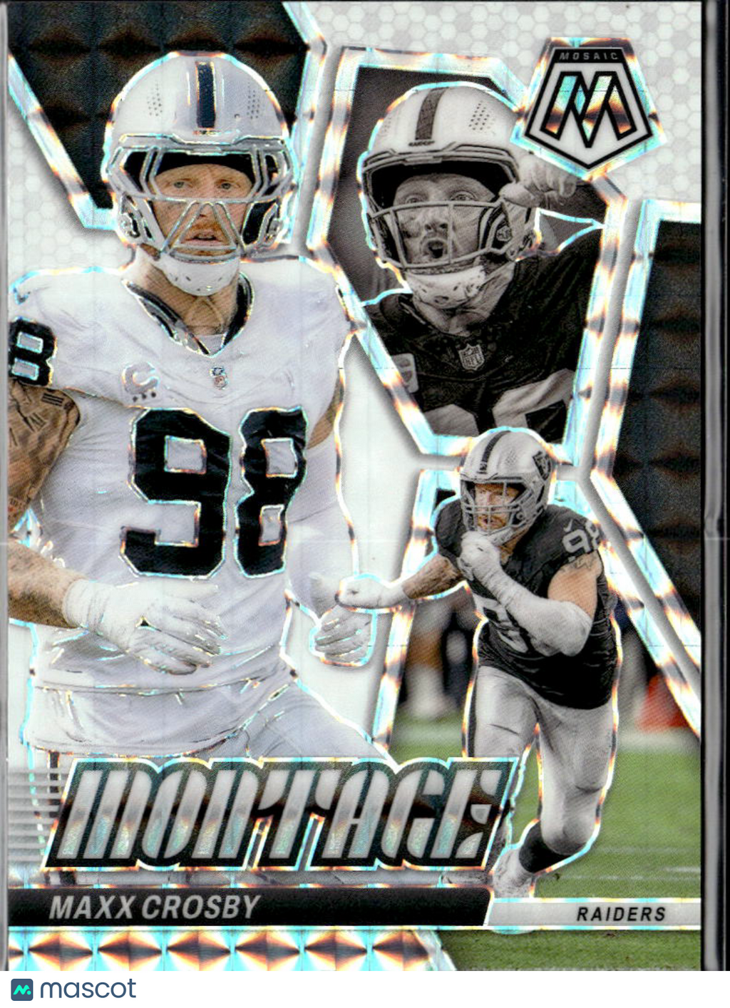 Maxx Crosby 2024 Mosaic Montage White Prizm 8/25 Las Vegas Raiders