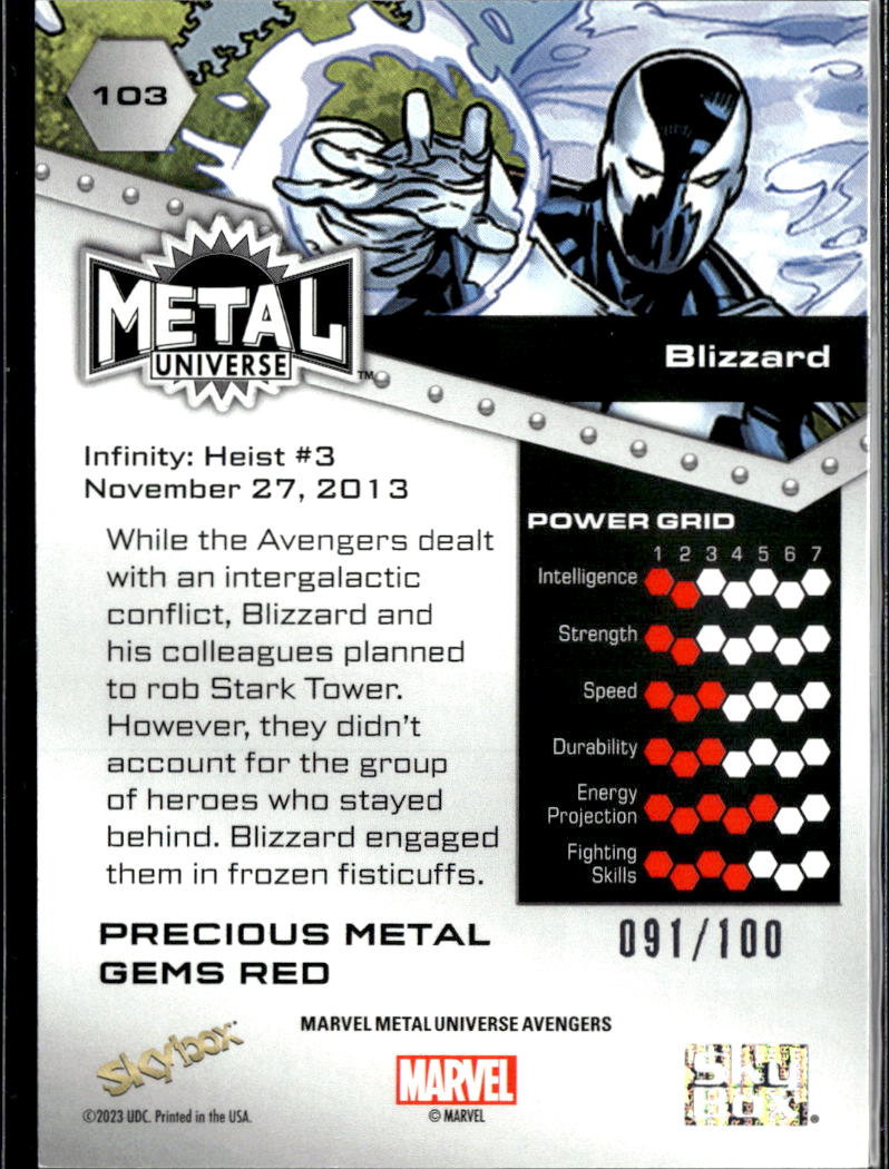Blizzard 2023 SkyBox Marvel Metal Universe Red Precious Metal Gems 91/100 #103