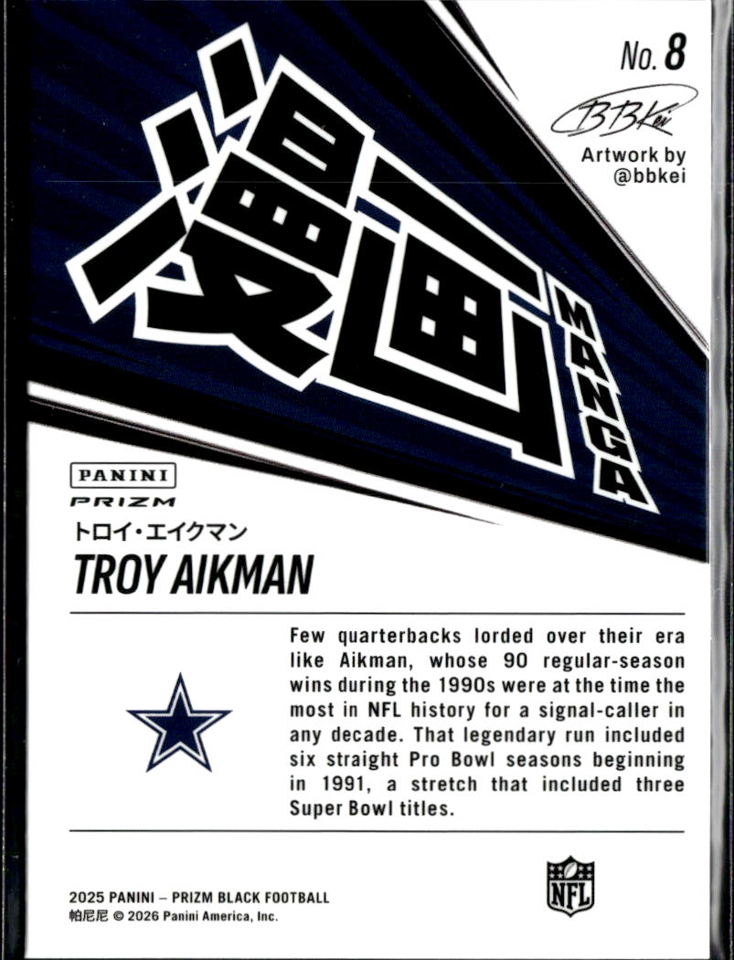 Troy Aikman 2026 Prizm Black MANGA SSP CASE HIT Dallas Cowboys