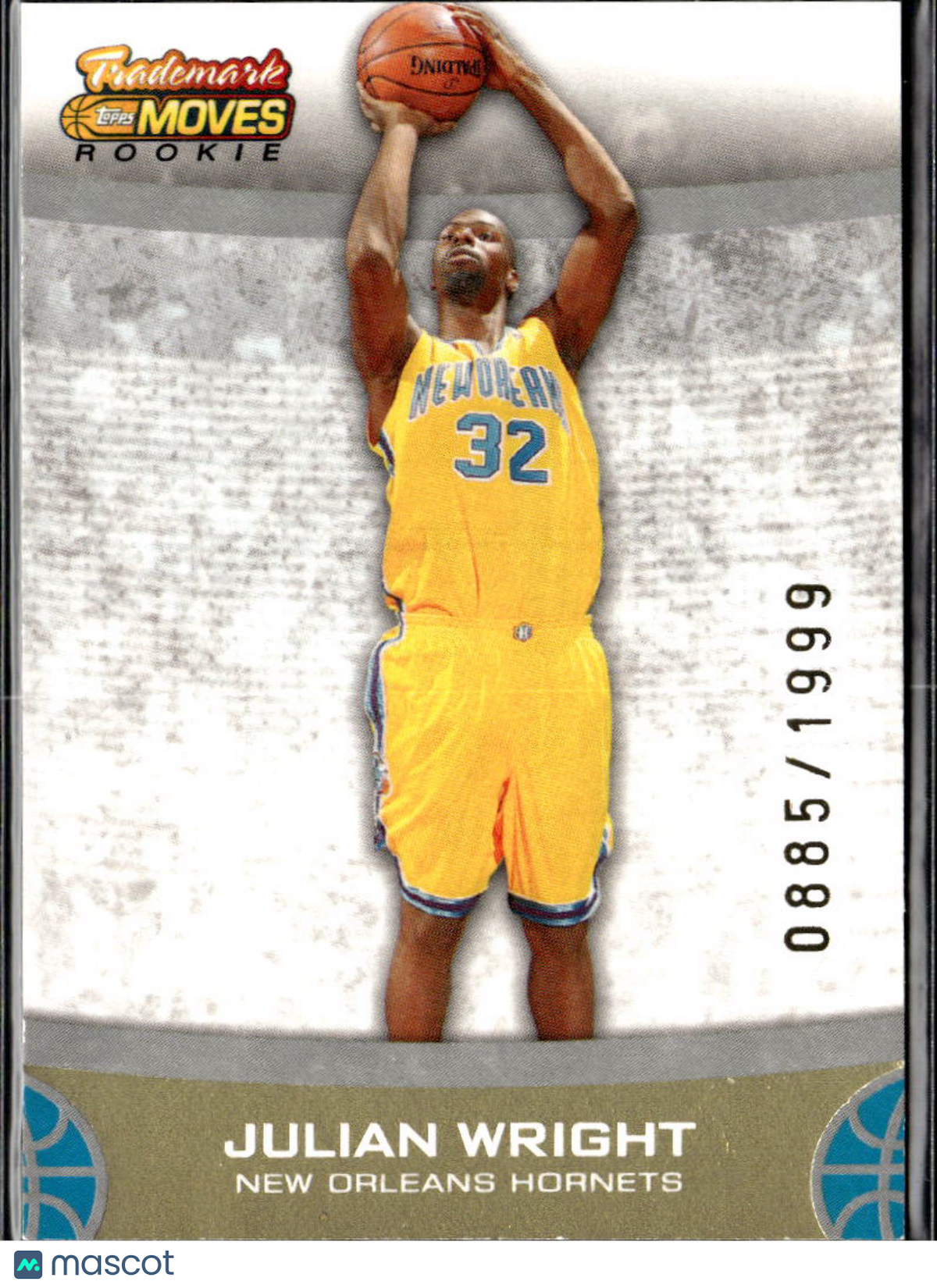 Julian Wright 2007 Topps Trademark Moves RC 885/1999 New Orleans Hornets