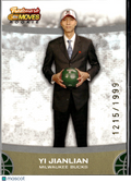 Yi Jianlian 2007 Topps Trademark Moves RC 1215/1999 Milwaukee Bucks