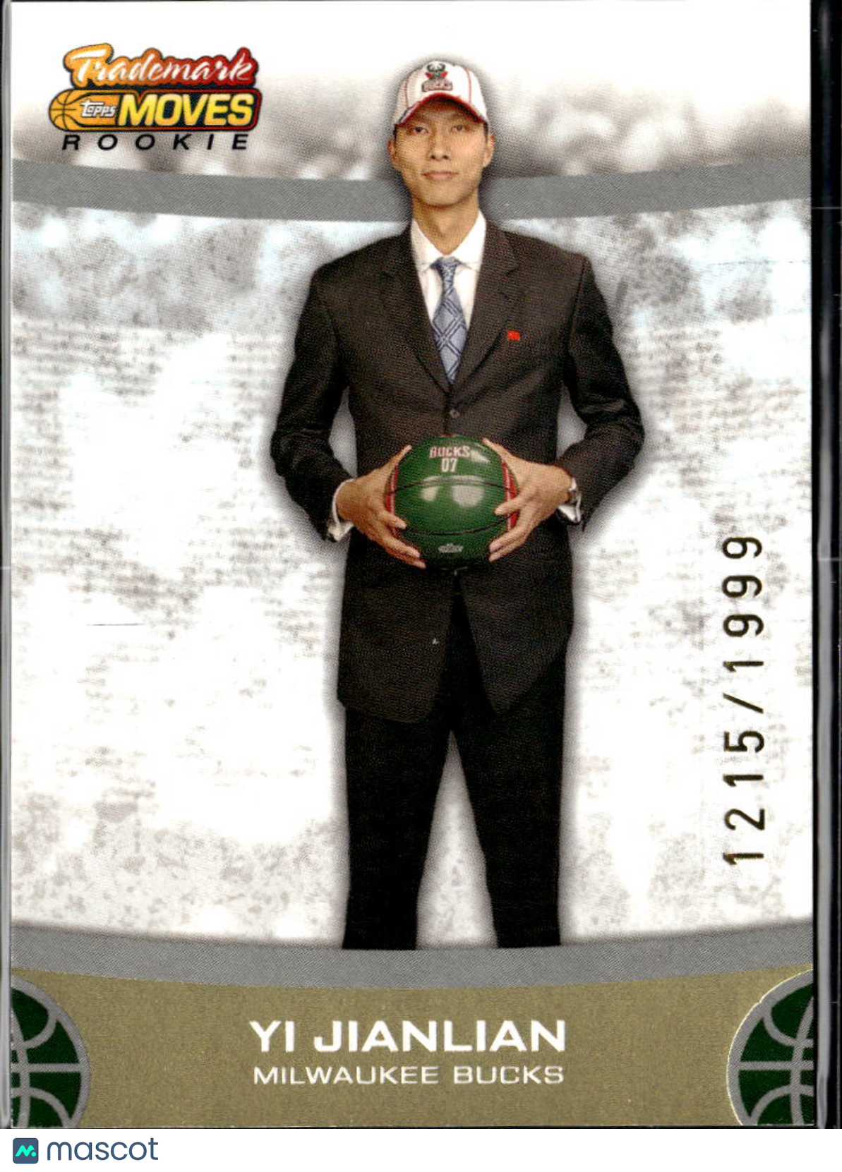 Yi Jianlian 2007 Topps Trademark Moves RC 1215/1999 Milwaukee Bucks