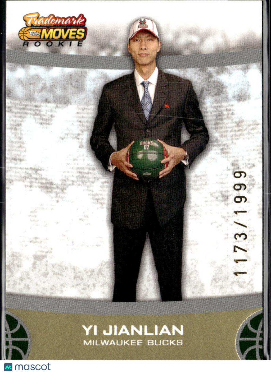 Yi Jianlian 2007 Topps Trademark Moves RC 1173/1999 Milwaukee Bucks