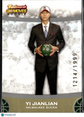 Yi Jianlian 2007 Topps Trademark Moves RC 1214/1999 Milwaukee Bucks