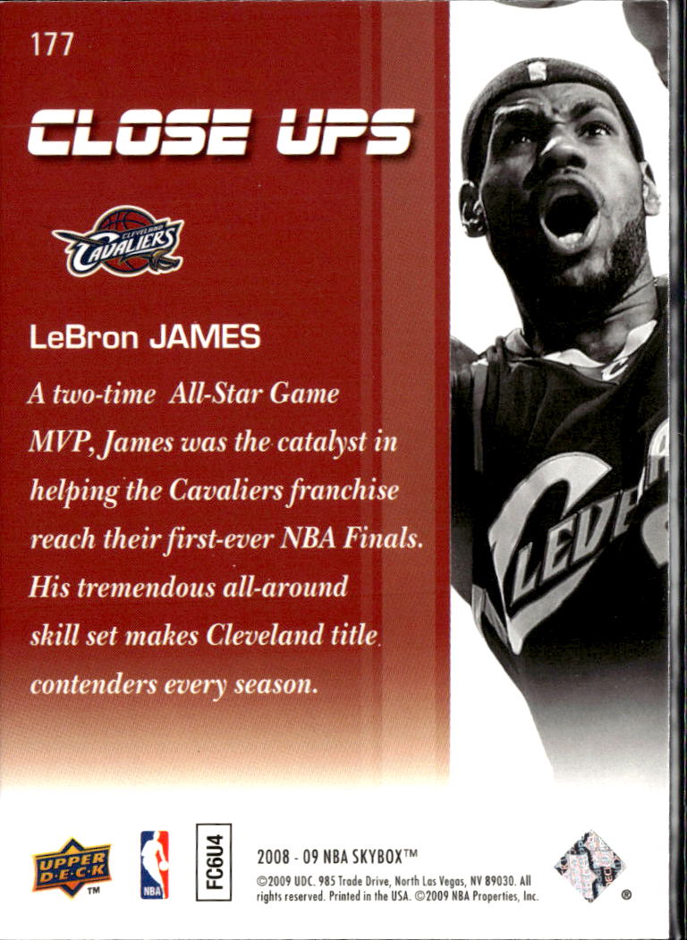 LeBron James 2008-09 SkyBox Close Ups #177 Cleveland Cavaliers
