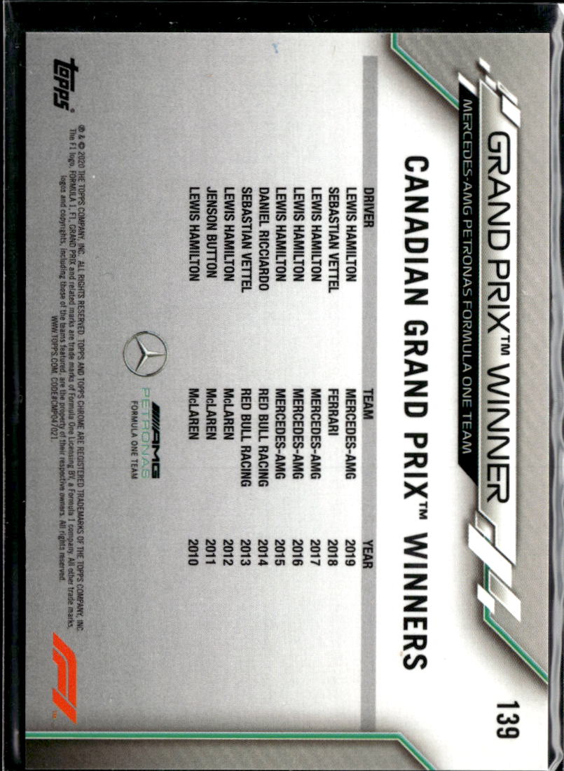 Lewis Hamilton 2020 Topps Chrome Formula 1 Sapphire #139 Mercedes-AMG