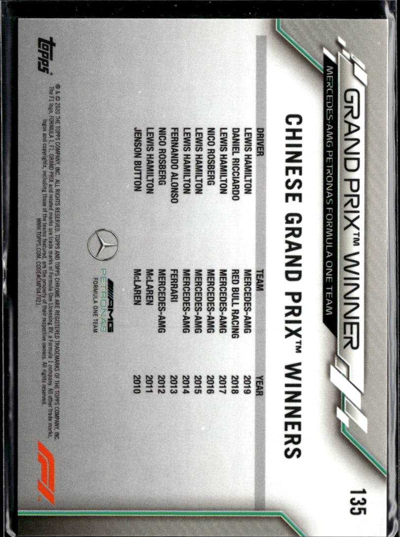 Lewis Hamilton 2020 Topps Chrome Formula 1 Sapphire #135 Mercedes-AMG