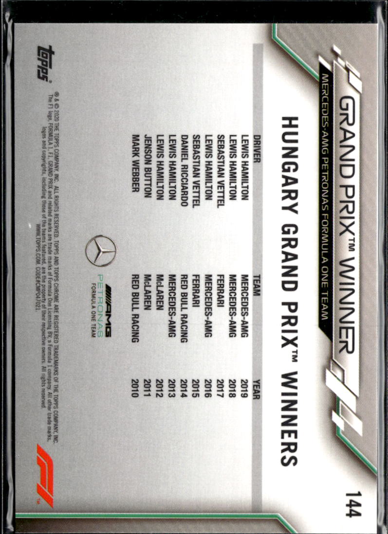 Lewis Hamilton 2020 Topps Chrome Formula 1 Sapphire #144 Mercedes