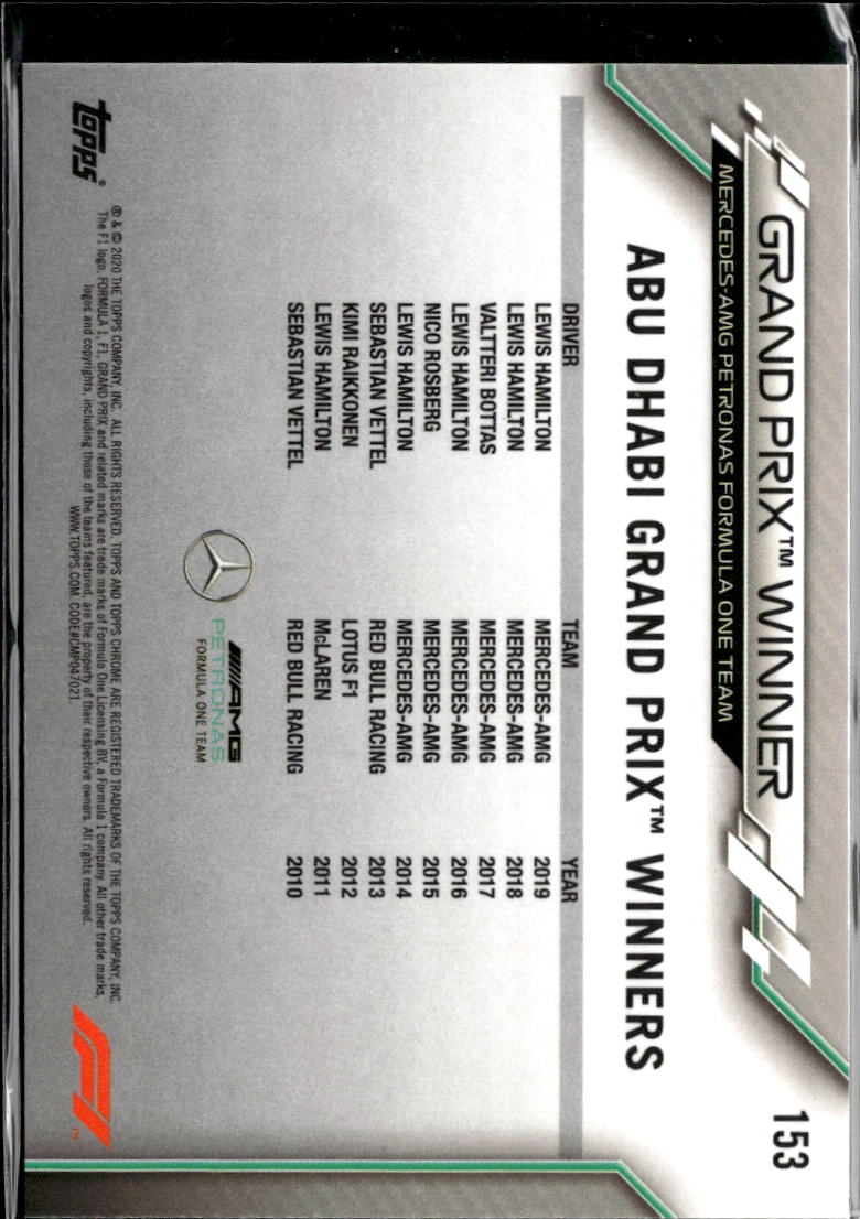 Lewis Hamilton 2020 Topps Chrome Formula 1 Sapphire #153 Mercedes