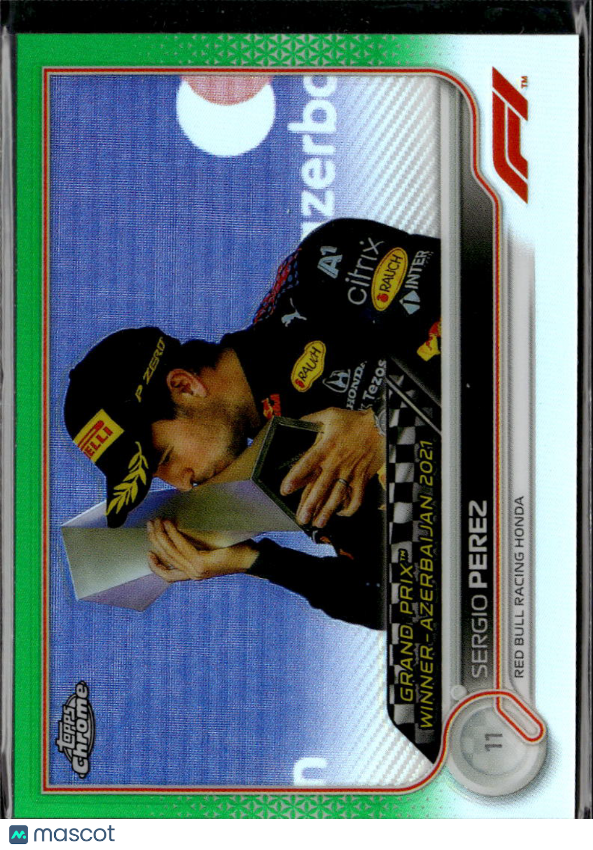 Sergio Perez 2022 Topps Chrome Formula 1 Green Refractor /99 Red Bull Racing