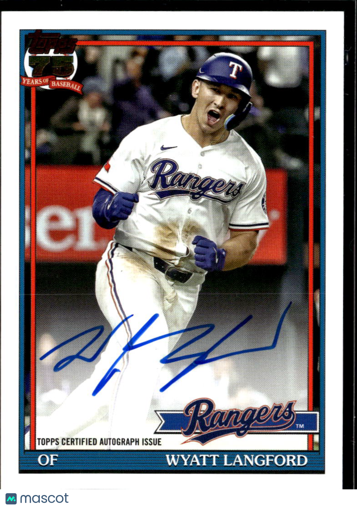 Wyatt Langford 2020 Topps 75th Auto Autograph Texas Rangers