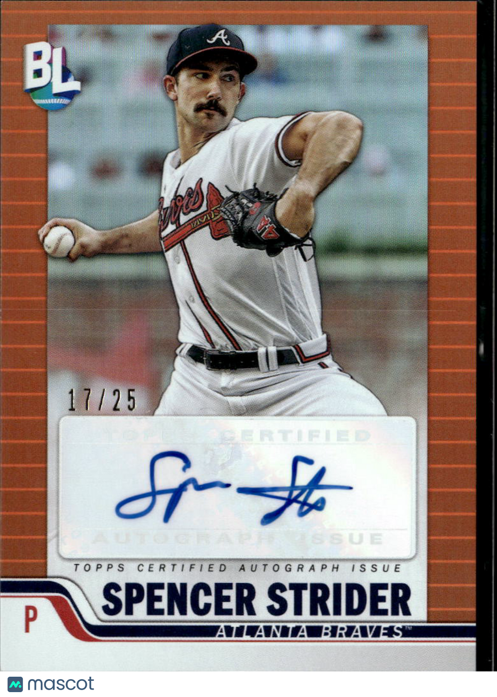 Spencer Strider 2023 Topps Big League Auto Autograph Orange 17/25 Atlanta Braves