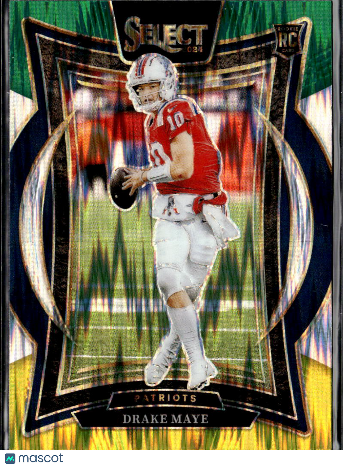 Drake Maye 2024 Select Green Yellow Shock Rookie RC New England Patriots