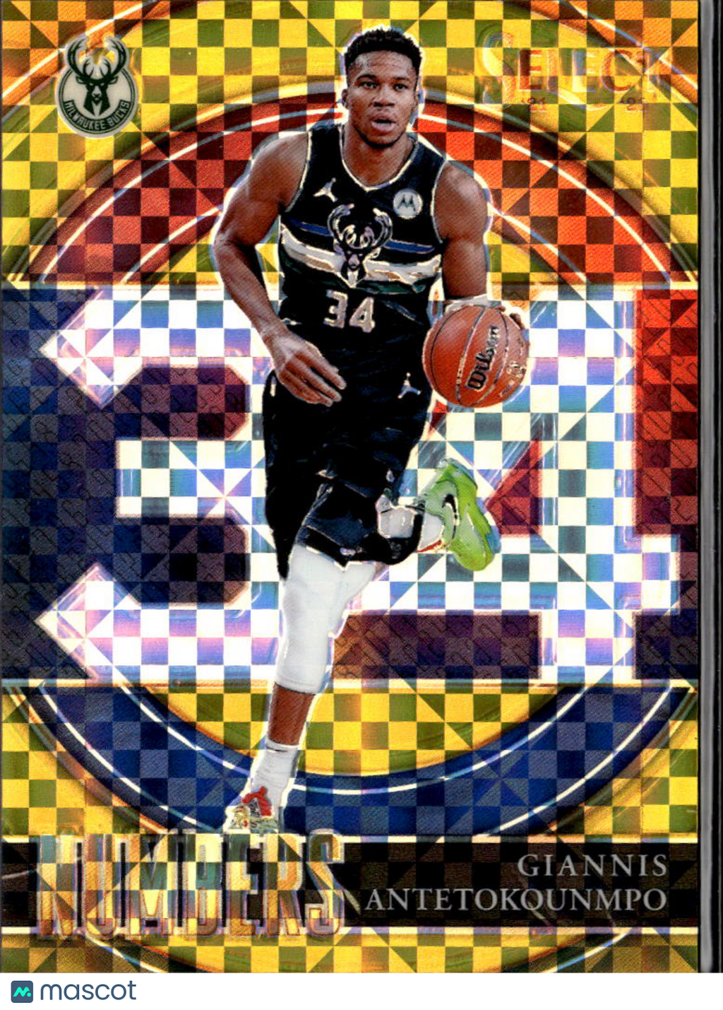 Giannis Antetokounmpo 2021-22 Select GOLD Prizm Numbers 2/10 Milwaukee Bucks