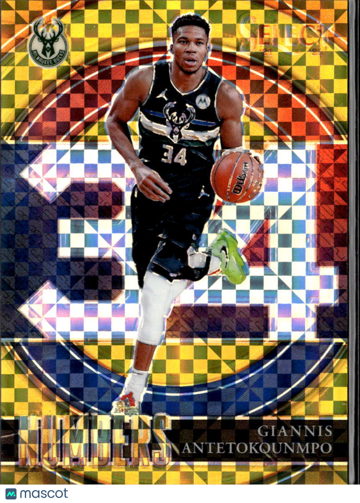 Giannis Antetokounmpo 2021-22 Select GOLD Prizm Numbers 2/10 Milwaukee Bucks