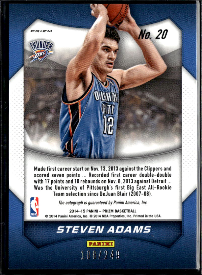 Steven Adams 2014-15 Prizm Auto Autograph Blue 108/249 Oklahoma City Thunder