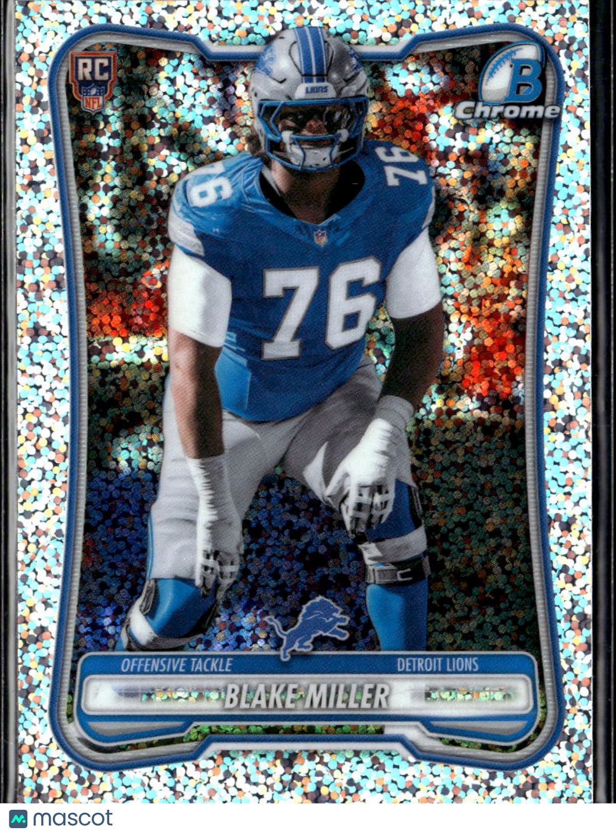 Blake Miller 2026 Bowman Chrome Speckle Refractor Rookie RC Detroit Lions