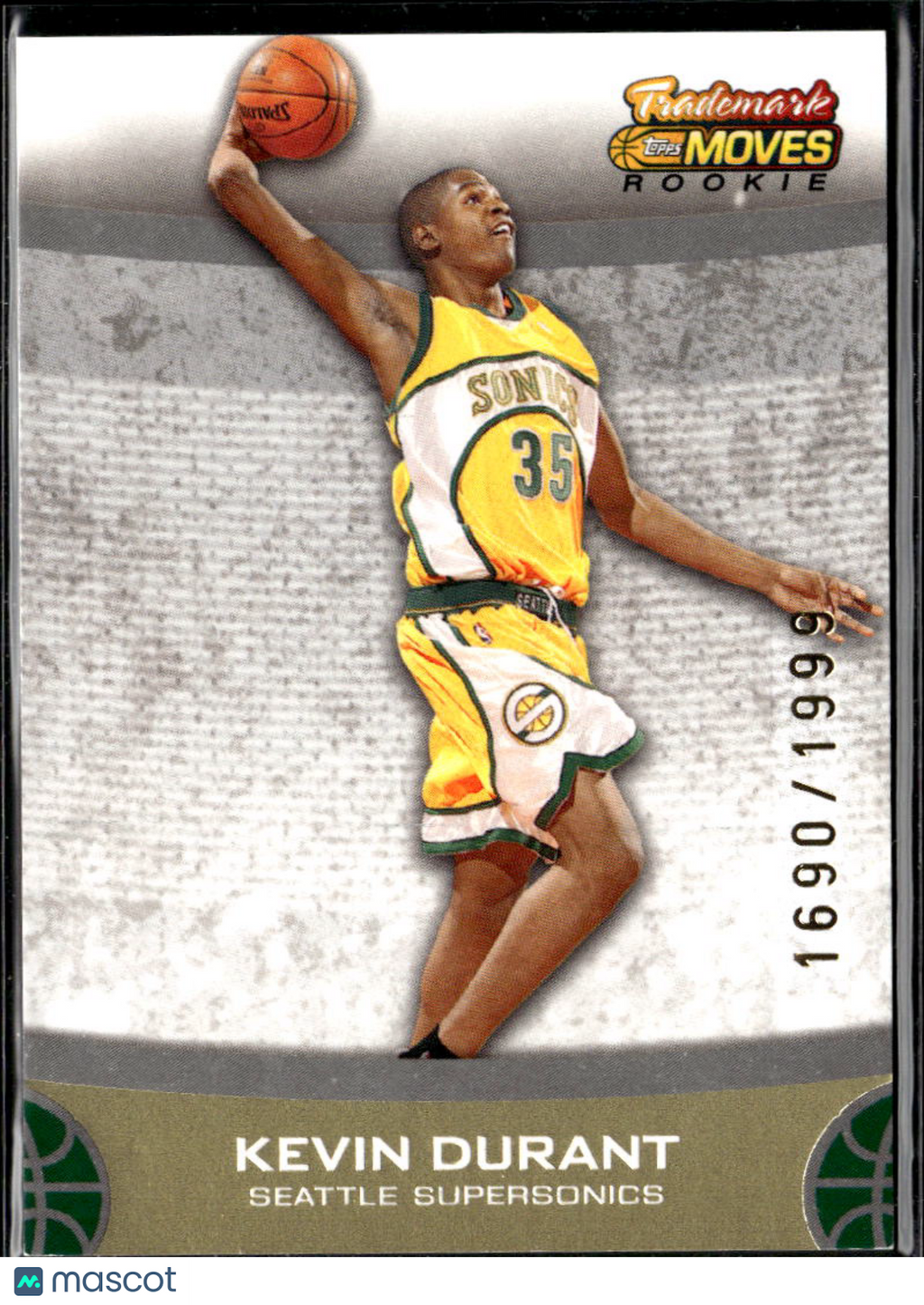 Kevin Durant 2007 Topps Trademark Moves Rookie RC 1690/1999 Seattle SuperSonics