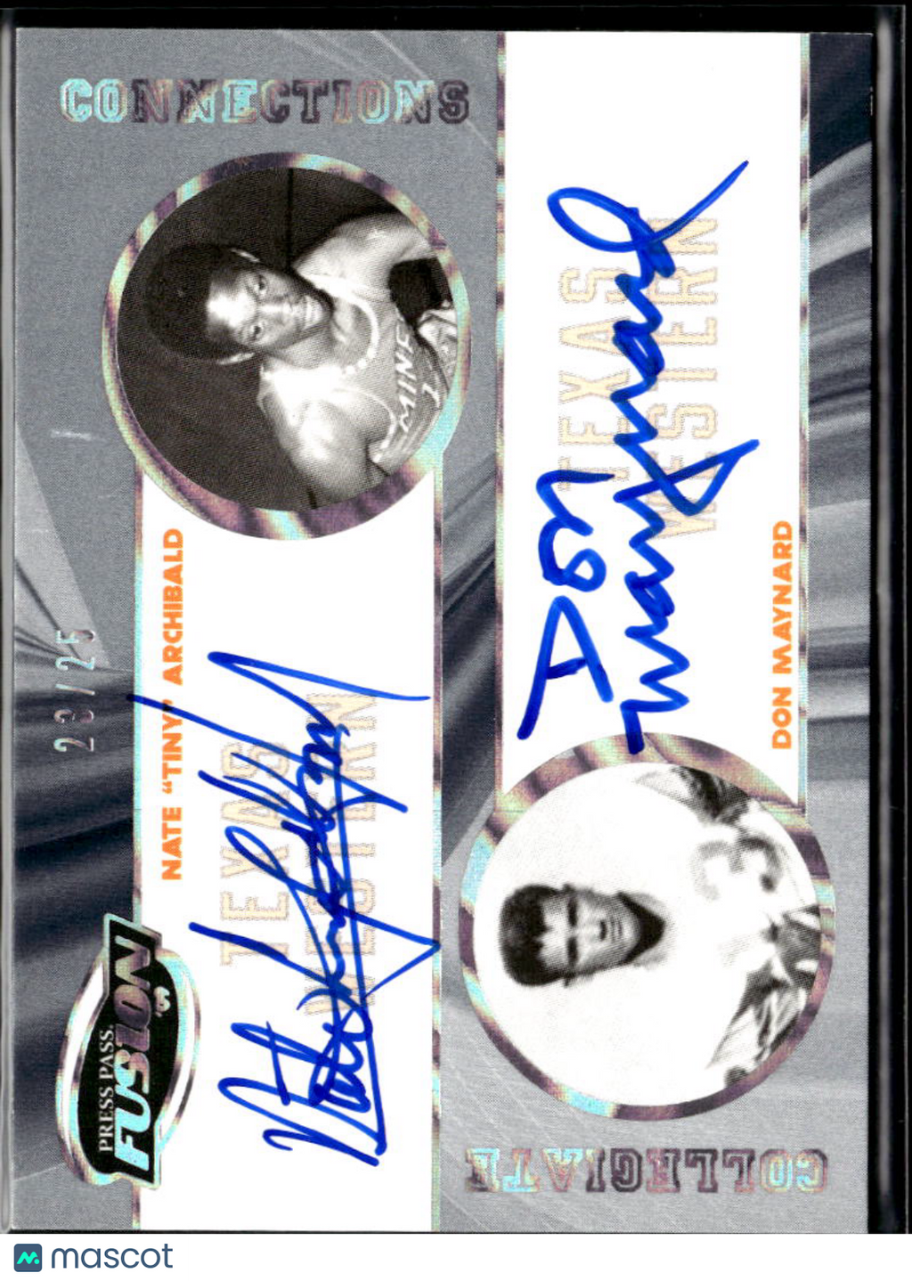 Don Maynard Nate Archibald 2009 Press Pass Auto Autograph Texas Western 23/25