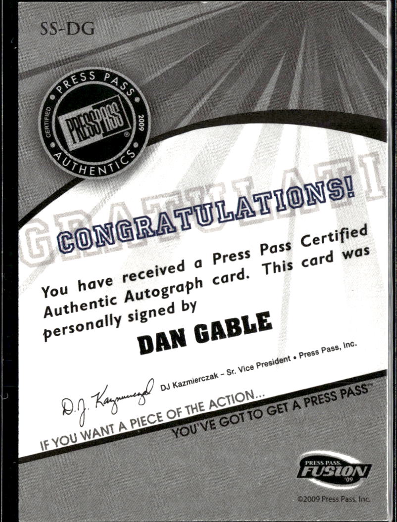 Dan Gable 2009 Press Pass Fusion Auto Autograph GOLD Wrestling 88/199