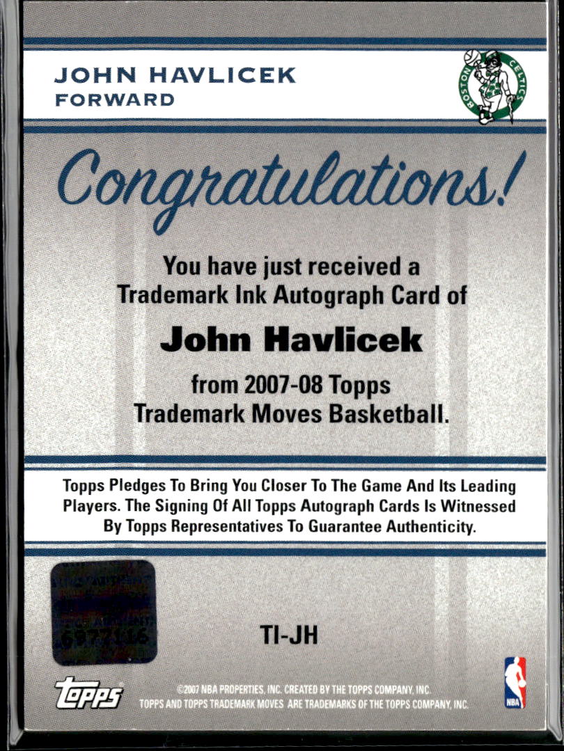 John Havlicek 2007 Topps Trademark Moves Auto Autograph Wood 5/49 Boston Celtics
