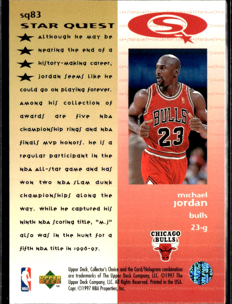 Michael Jordan 1997 Upper Deck Collector's Choice Star Quest Four Chicago Bulls