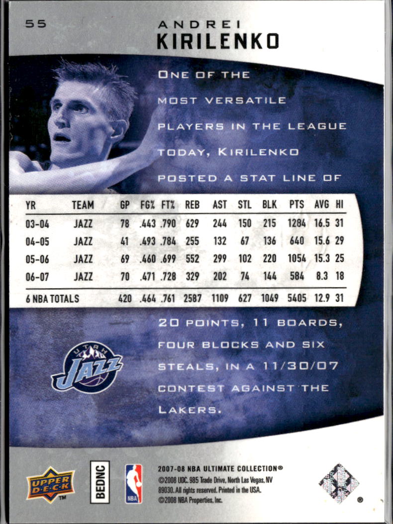 Andrei Kirilenko 2007-08 Upper Deck Ultimate Collection 89/199 Utah Jazz