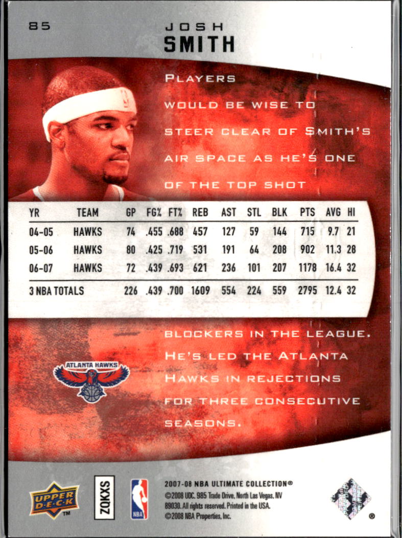 Josh Smith 2007-08 Upper Deck Ultimate Collection /199 Atlanta Hawks