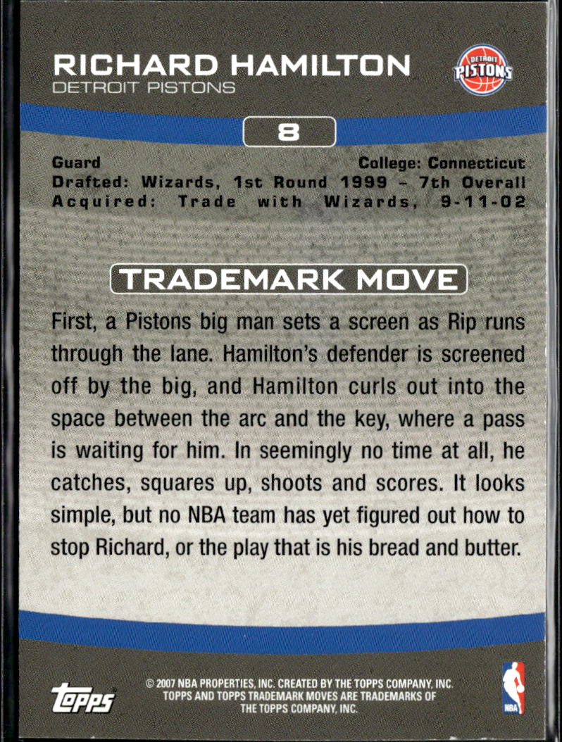 Richard Hamilton 2007 Topps Trademark Moves 393/399 Detroit Pistons
