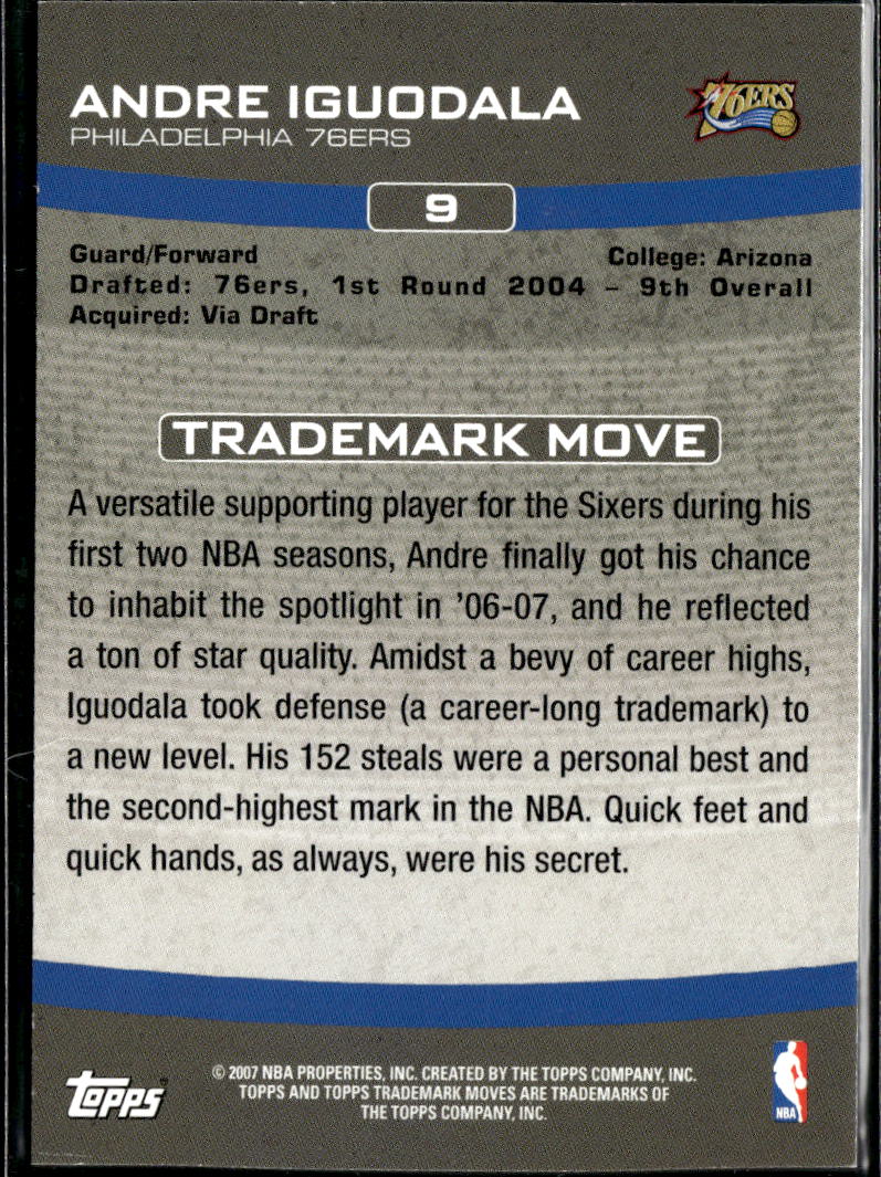 Andre Iguodala 2007 Topps Trademark Moves /399 Philadelphia 76ers