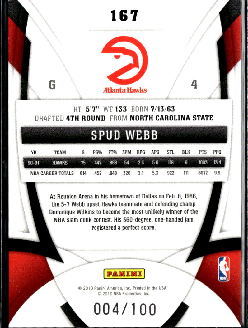 Spud Webb 2009-10 Certified Immortals Blue 4/100 Atlanta Hawks