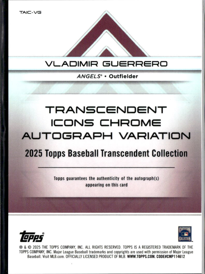 Vladimir Guerrero 2025 Topps Transcendent Auto Autograph 24/25 Angels
