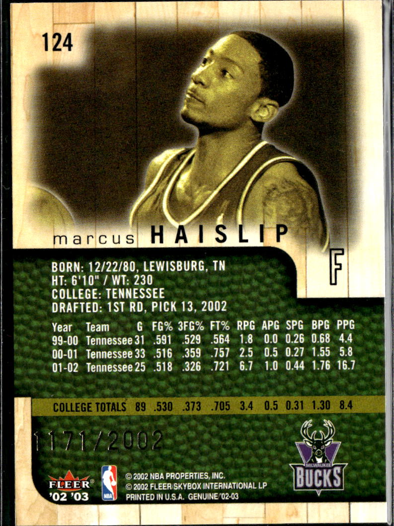 Marcus Haislip 2002 Fleer Genuine Upside /2002 Milwaukee Bucks
