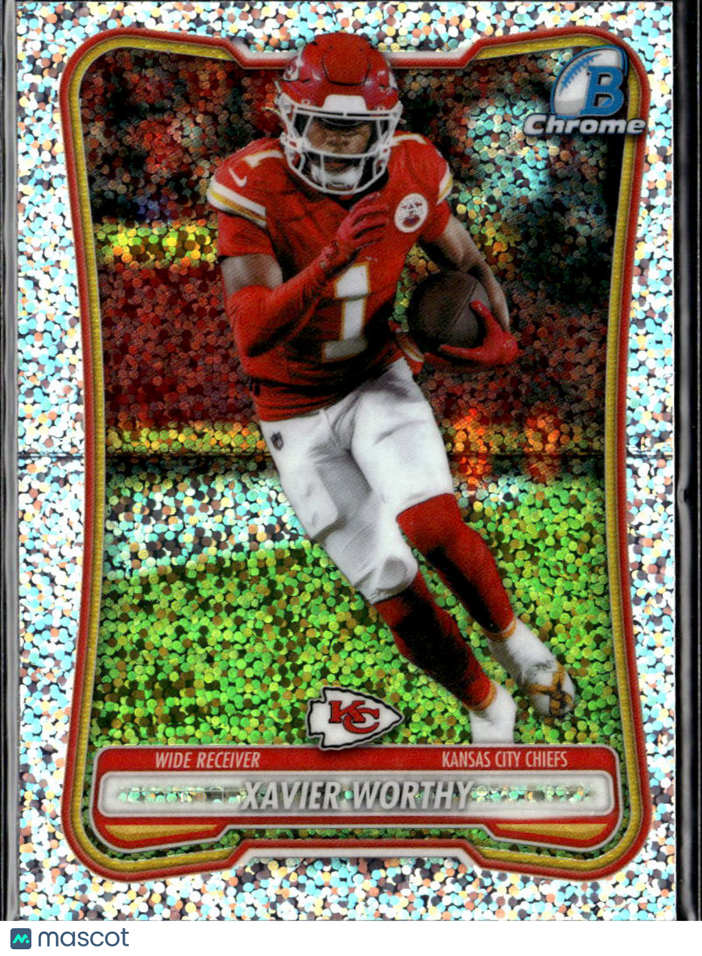 Xavier Worthy 2026 Bowman Chrome Speckle Refractor Kansas City Chiefs