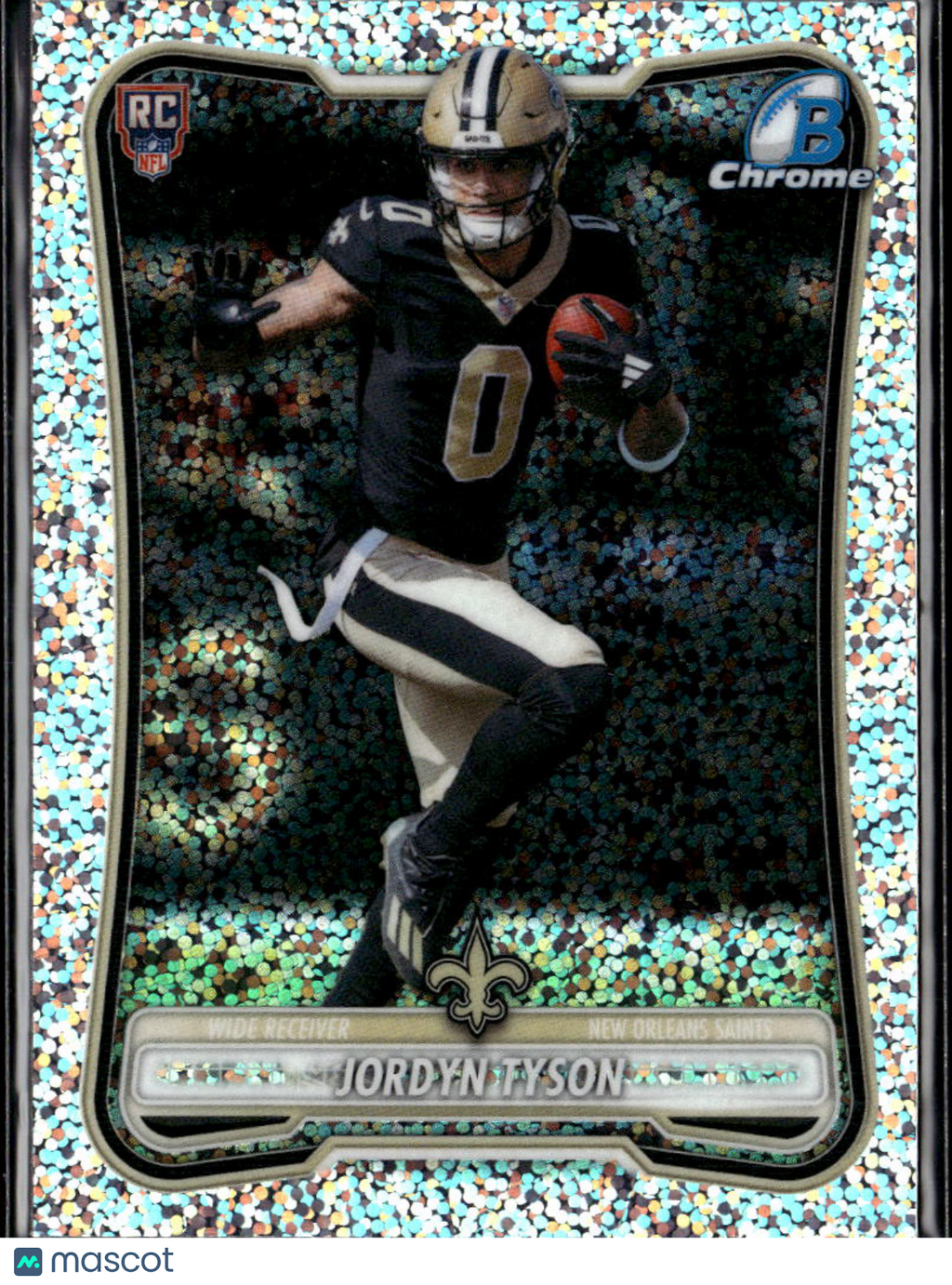 Jordyn Tyson 2026 Bowman Chrome RC Speckle Refractor New Orleans Saints