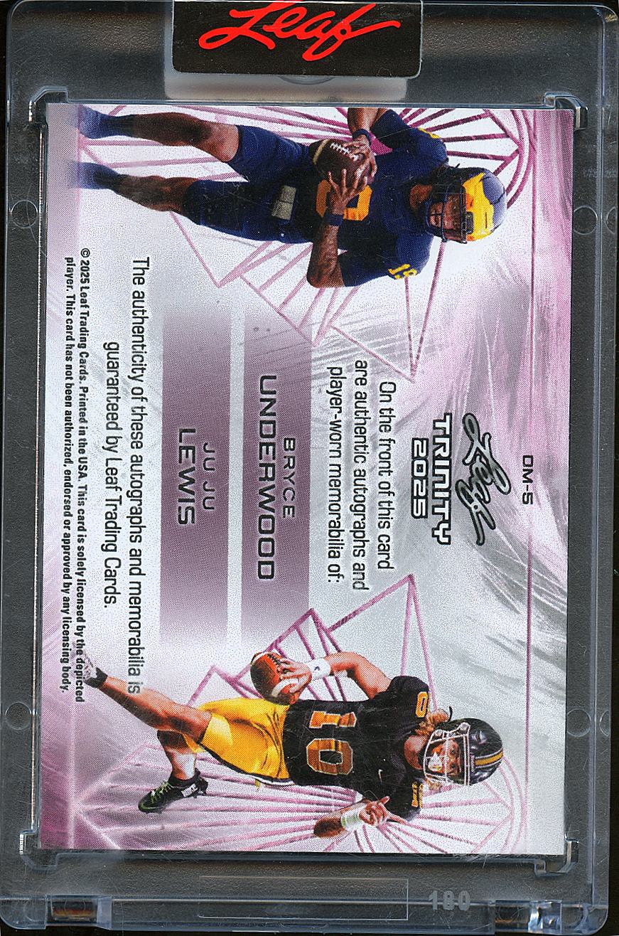 Bryce Underwood Ju Ju Lewis 2025 Leaf Trinity Auto Autograph Patch 5/10